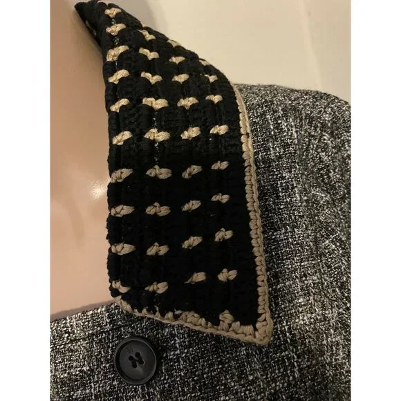 $1195 New M Missoni 42 6 Tweed Car Coat Crochet Trim Jacket Gray Black Pea